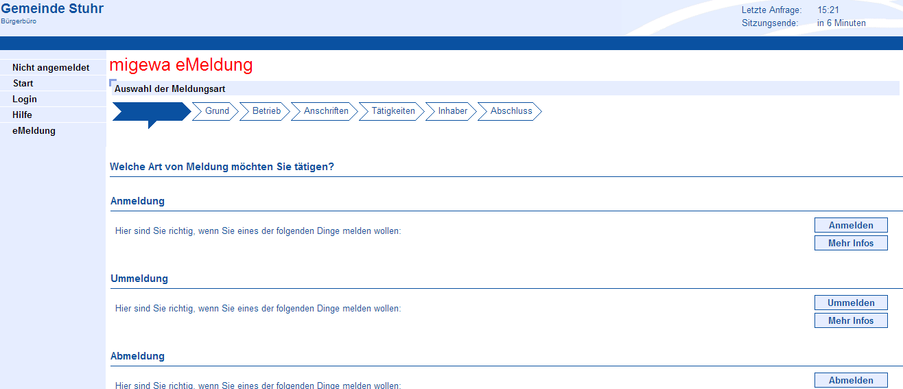 migewa eMeldung Gewerbe
